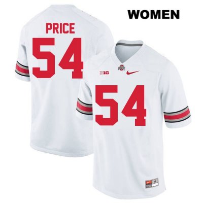 Women's NCAA Ohio State Buckeyes Billy Price #54 College Stitched Authentic Nike White Football Jersey HZ20T51ZV